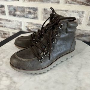 Sorel Harlow Leather Ankle Boot Lace Up Moc Toe Women’s Size 5.5